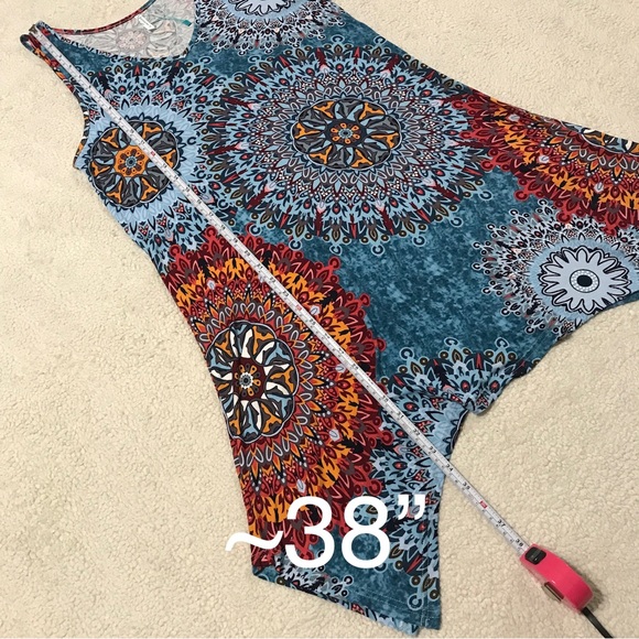 Sleeveless Boho Dress Mandala Print Soft Stretchy Size M - Picture 7 of 10